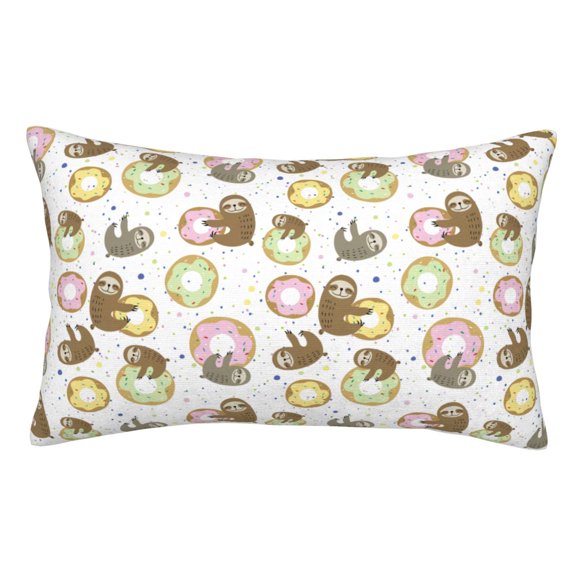 Rateoe Donut Sloth Pattern Decorative Pillow Case,Throw Pillow Covers,Plush Pillow Cover,Soft Pillow Case,Velvet Pillow Case-16"x24"