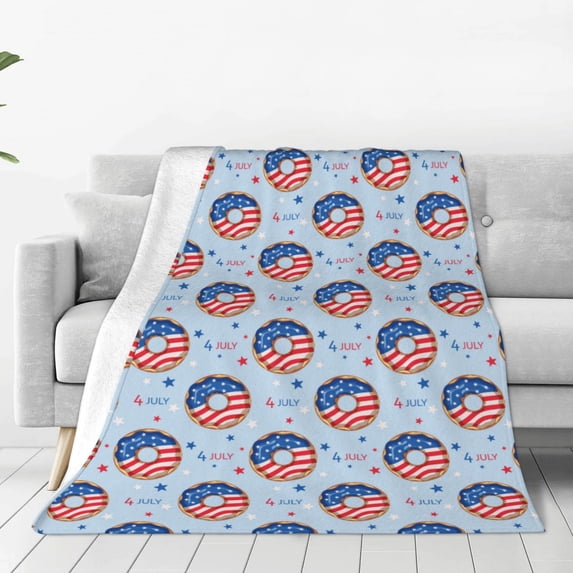 Rateoe Donut with the USA Fag Print Fuzzy Fleece Throw Blanket Extra Large,Super Soft,Fluffy and Warm Blankets for Couch,Bed,All Season Use (60"x50")