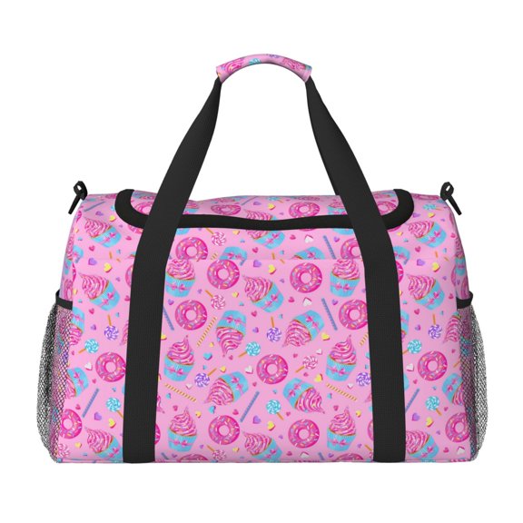 Rateoe Donuts Pattern Gym Bag for Women, Duffle Bag for Travel with Wet Pocket, Carry on Weekender Bags for Women, Water Resistant Travel Bag Duffel Bag