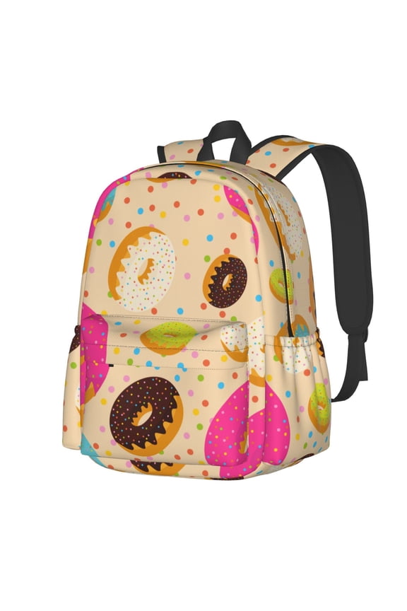 Donuts Pattern Student Backpack,Backpack for School,Lightweight Bag,Travel Backpack,Outdoor Backpack,Large Capacity Backpack