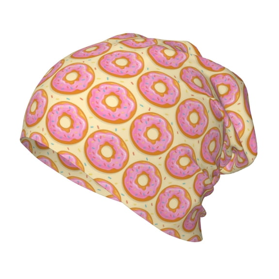 Rateoe Donuts With Pink Glaze Kids Beanie Warm Knit Beanie Hats Boys Girls Winter Hat Soft Slouchy Hats for Kids