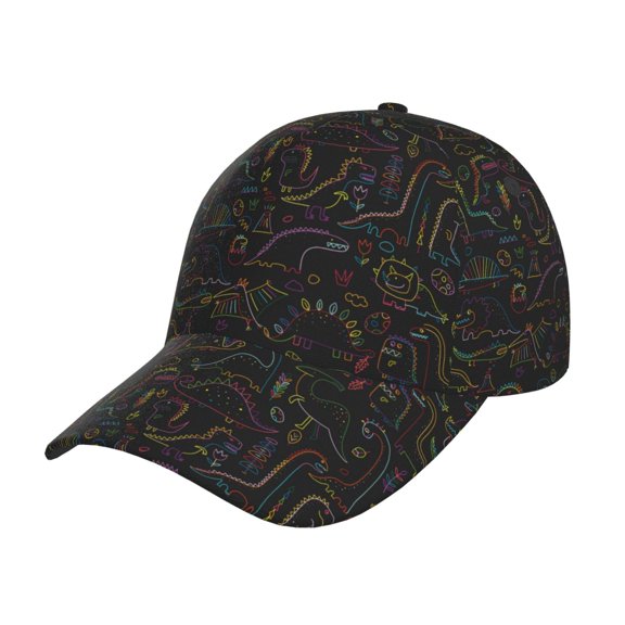 Rateoe Doodle Dinosaur Pattern Baseball Cap Outdoor Cap Mountain Dad Hat - Unstructured Soft Cotton Cap-Adjustable UV Protection Cap