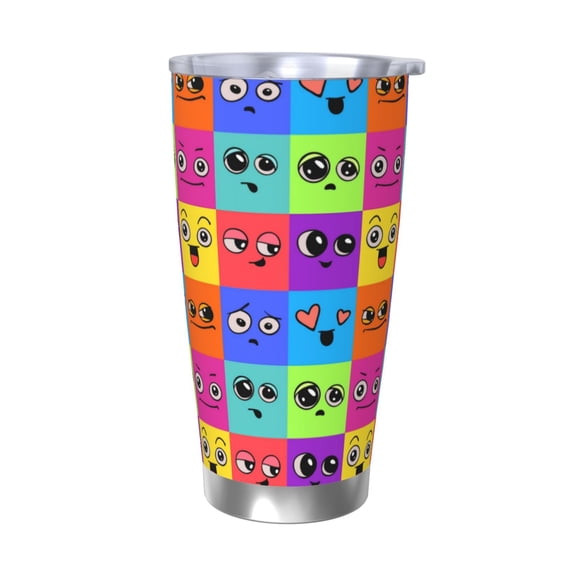 Rateoe Doodle Faces Emotions Printed Car Guy Gifts for Men Women Tumbler - 20oz/590ml Double Wall Vacuum Insulated Stainless Steel Travel Tumbler Cups with Lid & Straw-Without Straw