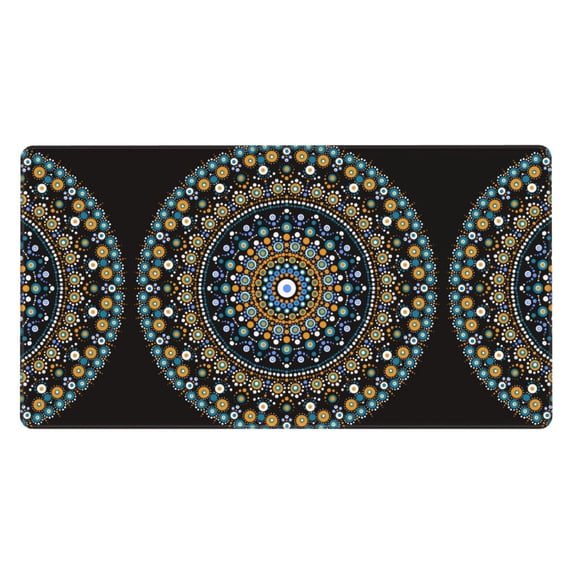 Rateoe Dot Mandala Print Mouse Pad - Extended Large Gaming Mousepad,Non-Slip Stitched Edge,16x29.5 Inch