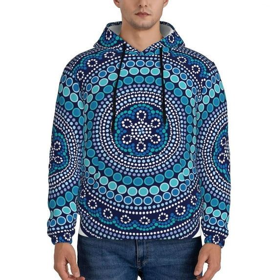 Rateoe Dot Painting Pattern Mens Hoodie, Pullover Hooded Sweatshirt, Kangaroo Pocket Hoodie Ideal for Daily Wear, Travel and Home-3X-Large