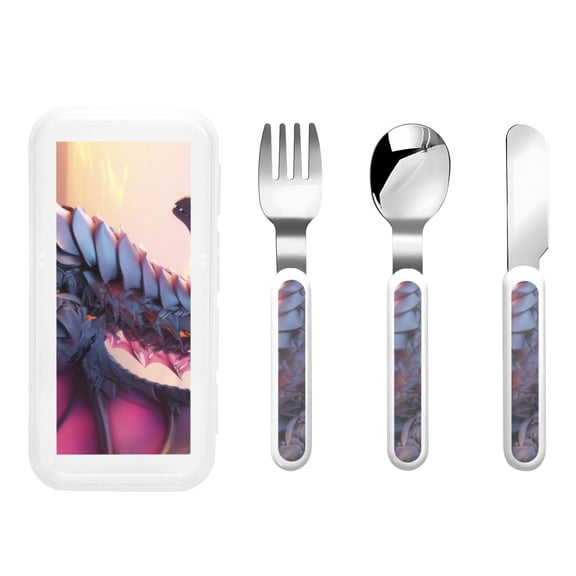 Rateoe Dragon for Stainless Steel Kids Silverware Set - Child and Toddler Safe Flatware - Children's Knife, Fork And Spoon Set