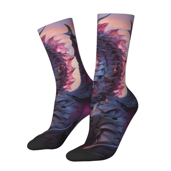 Rateoe Dragon for Women Casual Calf Socks - Cute Crew Socks - Thin Soft Above Ankle Socks Size 5-11