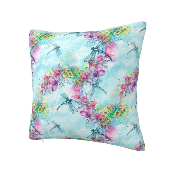 Rateoe Dragonfly Floral Pattern Throw Pillow Cover Premium Pillow Stuffer Sham Square for Decorative Cushion Bed Couch Sofa(Pillow insert not included)