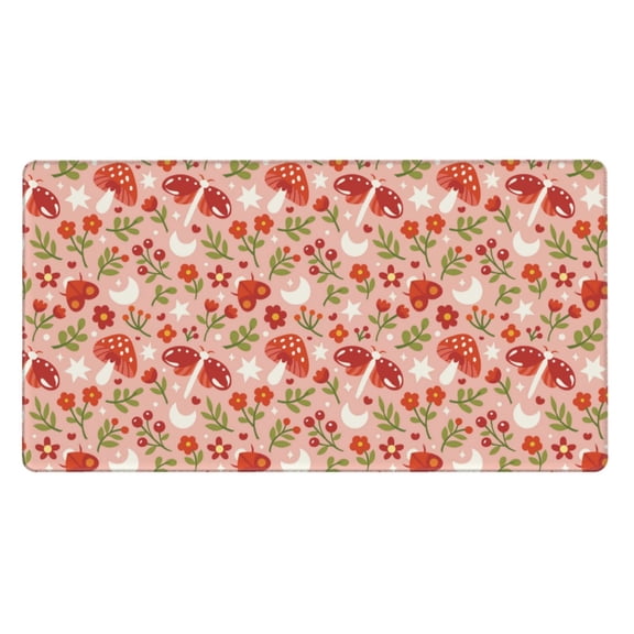 Rateoe Dragonfly Mushroom Print Mouse Pad - Extended Large Gaming Mousepad,Non-Slip Stitched Edge,16x29.5 Inch