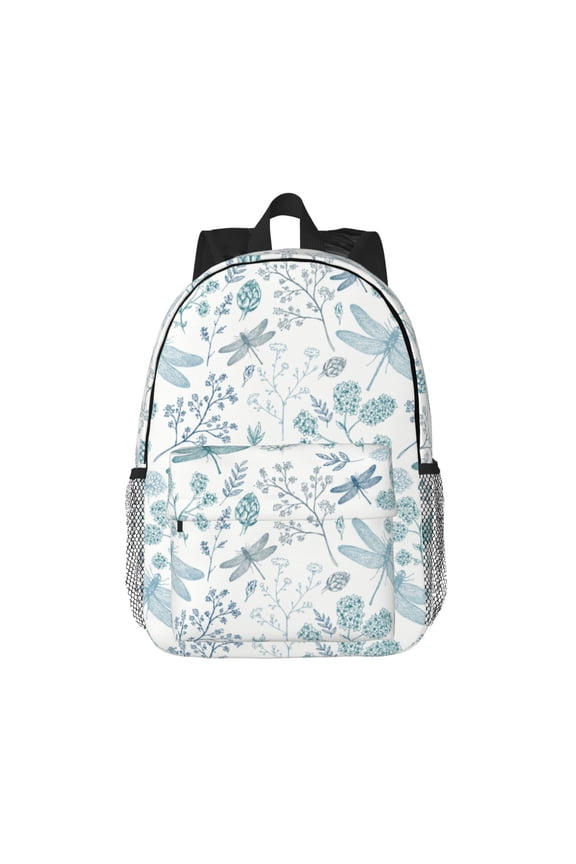 Dragonfly Pattern Student Backpack Water-resistant Backpack 15-inch Laptop Backpack Lightweight Adjustable School Backpack