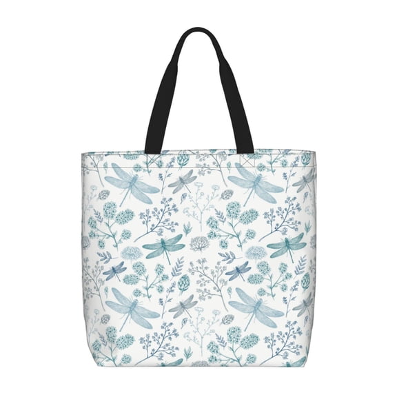 Rateoe Dragonfly Print Lightweight Tote Bag for Women, Water-Resistant Shoulder Bag with Zipper, Spacious Casual Handbag for Work, School, Shopping