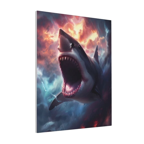 Rateoe Dramatic Shark Attack Pattern Decorative Picture – Unique Modern Wall Art, Ready-to-Hang Canvas Print for Home (Vertical)