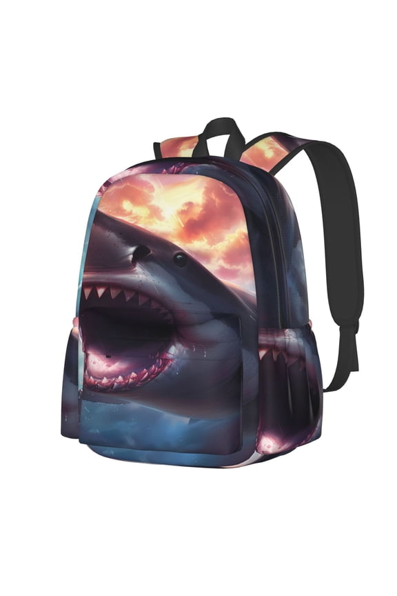 Dramatic Shark Attack Pattern Student Backpack,Backpack for School,Lightweight Bag,Travel Backpack,Outdoor Backpack,Large Capacity Backpack