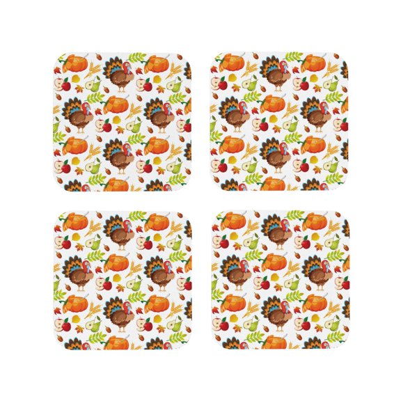 Rateoe Drawing Drink Coasters Set of 4 Leather Coasters Spill Protection for Table Desk,Durable and Non Slip Leather Coaster ,4 Inches Drink Mats-Square