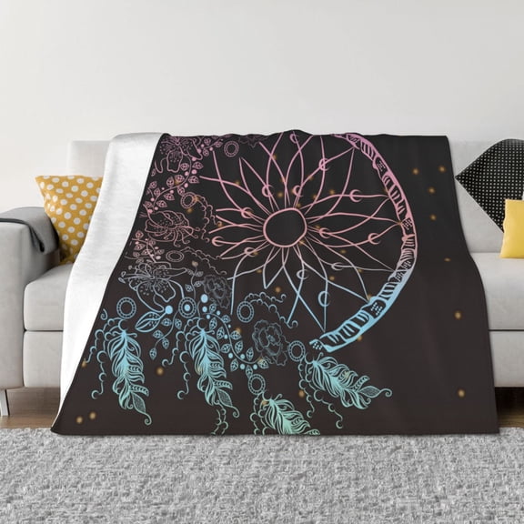 Rateoe Dreamcatcher Pattern Flannel Throw Blanket, Ultra-soft Blanket for Bed, Couch, Car, Hypoallergenic Anti-pilling blanket-80"x60"(Horizontal)