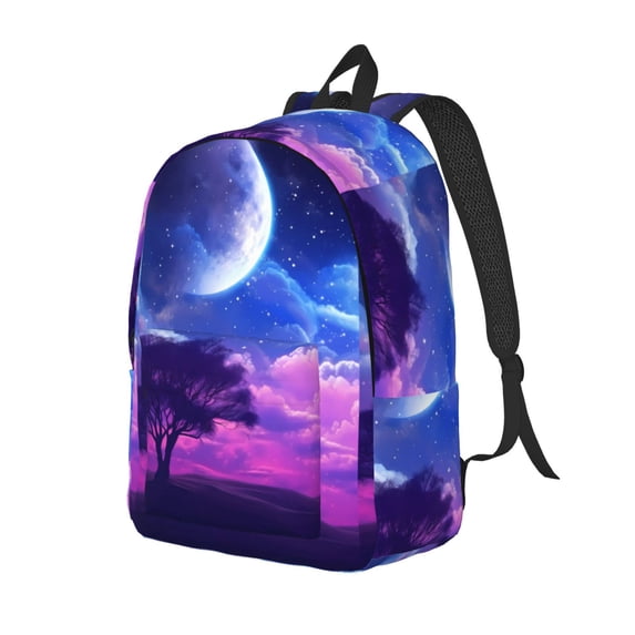Rateoe Dreamy Colorful Starry Sky Pattern Durable Canvas Backpack for Men & Women – Stylish & Lightweight – Adjustable Straps, Multiple Pockets – Fits 15-17 Inch LaptopsMedium
