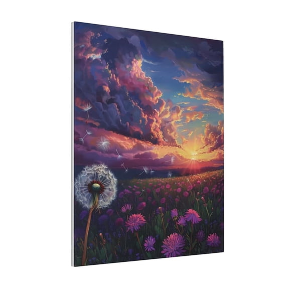 Rateoe Dreamy Dandelion Sunset Pattern Decorative Picture – Unique Modern Wall Art, Ready-to-Hang Canvas Print for Home (Vertical)