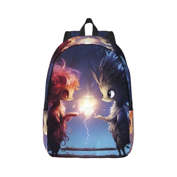 Rateoe Dreamy Forest Elf Pattern Canvas College Laptop Backpack,Travel Daypack,Durable Rucksack Travel Notebook Bag School Backpack Book Bag for Men Women-Medium
