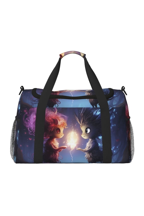 Dreamy Forest Elf Pattern Gym Bag for Women, Duffle Bag for Travel with Wet Pocket, Carry on Weekender Bags for Women, Water Resistant Travel Bag Duffel Bag