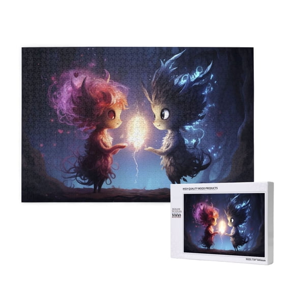 Rateoe Dreamy Forest Elf Pattern Wooden Picture Puzzle ,1000 Piece Jigsaw Puzzle ,Family Fun Puzzle, Home Dcor Puzzle, Gift Puzzle(Horizontal style)