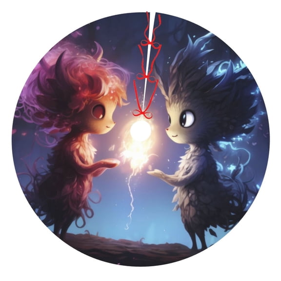 Rateoe Dreamy Forest Elf Print Christmas Tree Skirt 30" for Xmas Holiday New Year Party Circle Tree Mat Ornaments Decoration