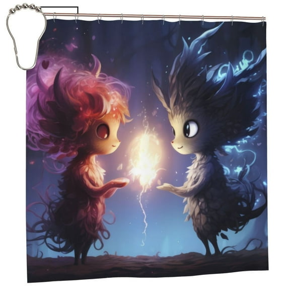 Rateoe Dreamy Forest Elf Shower Curtain - Fancy Bathroom Shower Curtain Sets - Waterproof Shower Curtain with Hooks with 12 Plastic Hooks 72x72 Inches