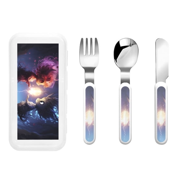 Rateoe Dreamy Forest Elf for Stainless Steel Kids Silverware Set - Child and Toddler Safe Flatware - Children's Knife, Fork And Spoon Set