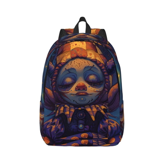 Rateoe Dreamy Jester Under Stars Pattern Canvas College Laptop Backpack,Travel Daypack,Durable Rucksack Travel Notebook Bag School Backpack Book Bag for Men Women-Small