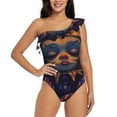 thumbnail image 1 of Rateoe Dreamy Jester Under Stars Pattern Women One Piece Swimsuits Tummy Control One Shoulder Bathing Suits Ruffle Swimwear-XX-Large, 1 of 6