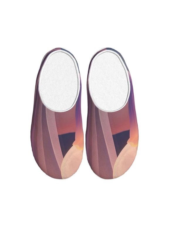 Dreamy Moonlit Window Print Women's Men's Cotton Knit Slippers Lightweight Memory Foam Indoor House Shoes with Anti-Skid Sole-46/47