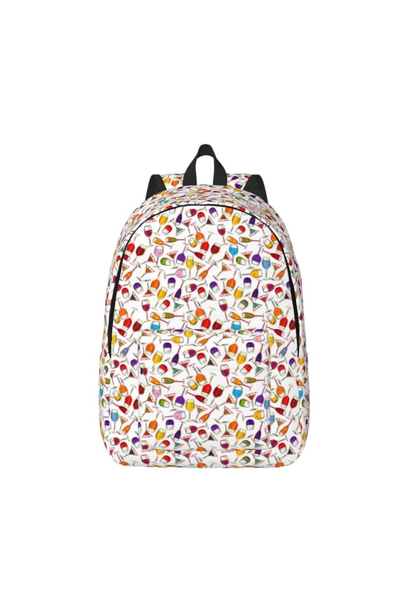 Drink And Cocktail Glasses Pattern Canvas College Laptop Backpack,Travel Daypack,Durable Rucksack Travel Notebook Bag School Backpack Book Bag for Men Women-Medium