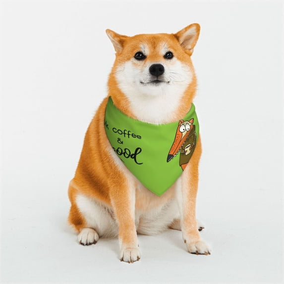 Rateoe Drink Coffee And Do Good Print Pet Scarf for Dogs and Cats – Stylish Reflective Design, Breathable & Durable Pet Bandana with Quick-Release Buckle-Medium