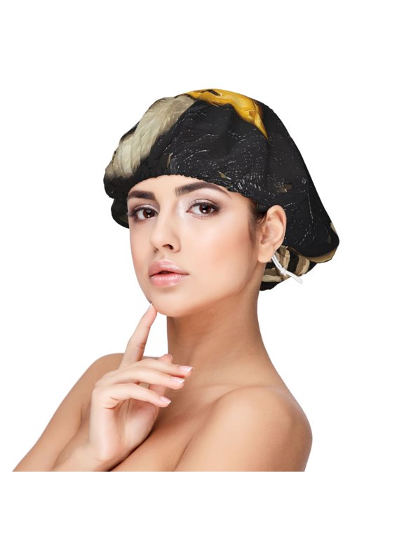 Duck Bones Pattern Silk Satin Hair Bonnet for Sleeping, Adjustable Sleep Cap Turban for Women , Curly Straight Hair Long Large Braid