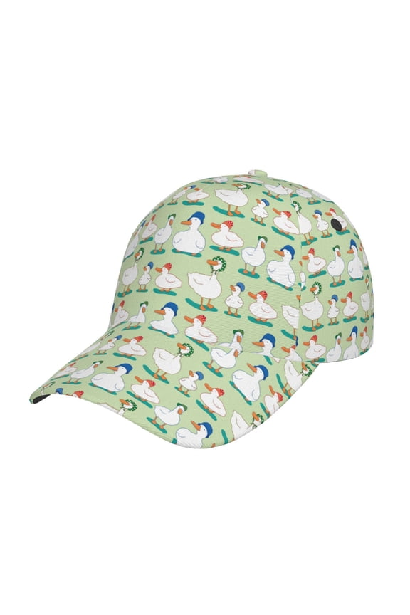 Duck Pattern Mens Baseball Cap  Adjustable Curved Brim Hat, Soft Cotton Sports Cap for Outdoor, Casual, and Everyday Wear, Comfortable & Breathable