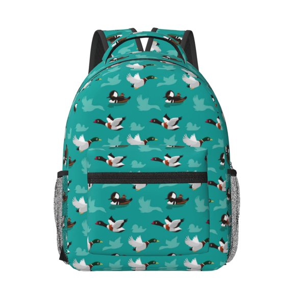 Rateoe Ducks A Pattern Durable Student Backpack Laptop Bag- Ergonomic Design, Waterproof Twill Fabric - Ideal for School, Travel, and Outdoor Activities-One Size