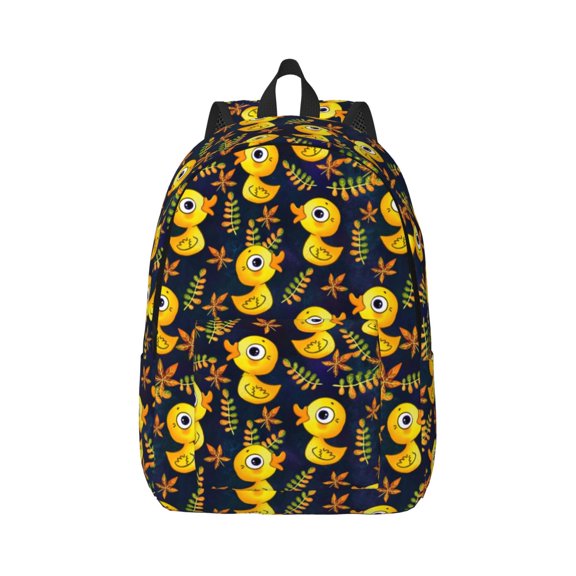 Rateoe Ducks Pattern Canvas College Laptop Backpack,Travel Daypack,Durable Rucksack Travel Notebook Bag School Backpack Book Bag for Men Women-Small
