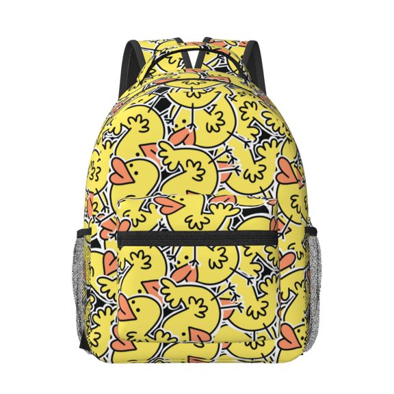 Rateoe Ducks Pattern Durable Student Backpack Laptop Bag- Ergonomic Design, Waterproof Twill Fabric - Ideal for School, Travel, and Outdoor Activities