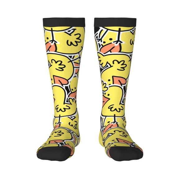 Rateoe Ducks Pattern Women’s Knee High Crew Socks,Trouser Socks Comfortable, Breathable, Moisture-Wicking and Soft