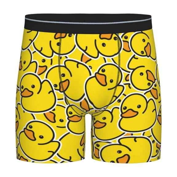 Rateoe Ducky Cartoon Animal Yellow Print Men’s Underwear Boxer Briefs Soft Comfortable Underwear Boxer Briefs, Long Leg Briefs,Anti-chafing Boxer Briefs