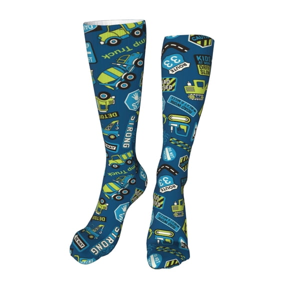 Rateoe Dump Truck print Women's Men's Novelty 20in Crew Socks Cotton Socks Knee High Socks for Walking,Running,Nurses,Pregnancy-One Size