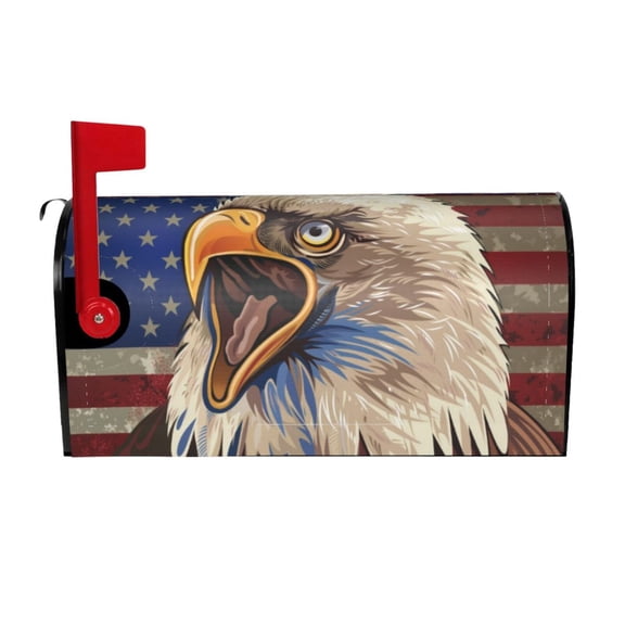 Rateoe Eagle With USA Flags Printed Mailbox Covers - Easy to Install Fall, Winter, Spring, Summer Mailbox Cover - Weather and UV-Resistant Mailbox Decor - Mailbox Magnetic Covers-
