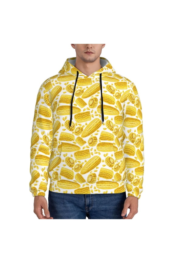 Ears Of Corn Pattern Mens Hoodie, Pullover Hooded Sweatshirt, Kangaroo Pocket Hoodie Ideal for Daily Wear, Travel and Home-XX-Large