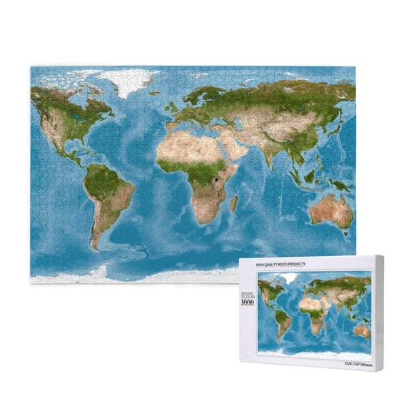 Rateoe Earth View World Map Pattern Wooden Picture Puzzle ,1000 Piece Jigsaw Puzzle ,Family Fun Puzzle, Home Dcor Puzzle, Gift Puzzle(Horizontal style)