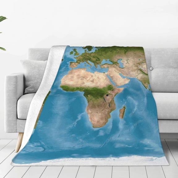 Rateoe Earth View World Map Print Fuzzy Fleece Throw Blanket Extra Large,Super Soft,Fluffy and Warm Blankets for Couch,Bed,All Season Use (60"x50")