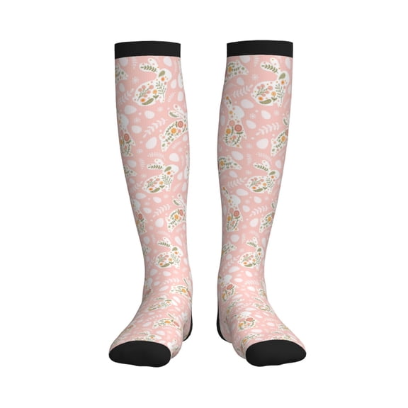 Rateoe Easter Bunny Compression Socks for Women and Men 20-30mmHg-Circulation Support Socks Knee High Nurse Pregnant Running Medical and Travel Athletic