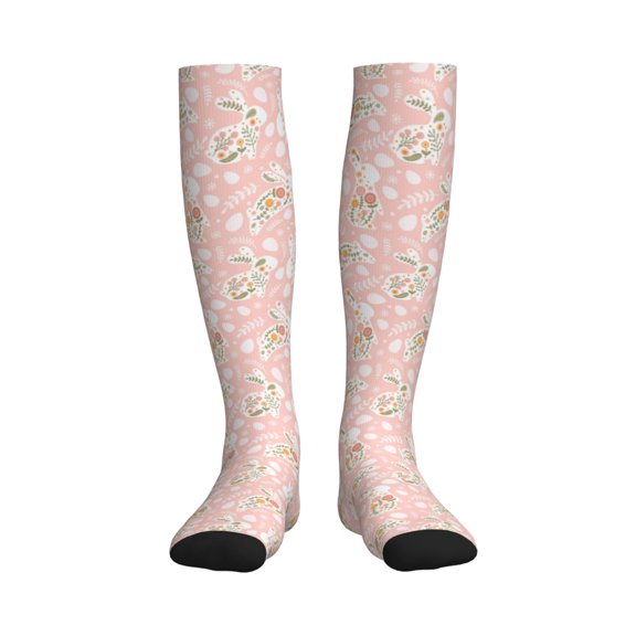 Rateoe Easter Bunny Compression Socks for Women and Men 20-30mmHg-Circulation Support Socks Knee High Nurse Pregnant Running Medical and Travel Athletic
