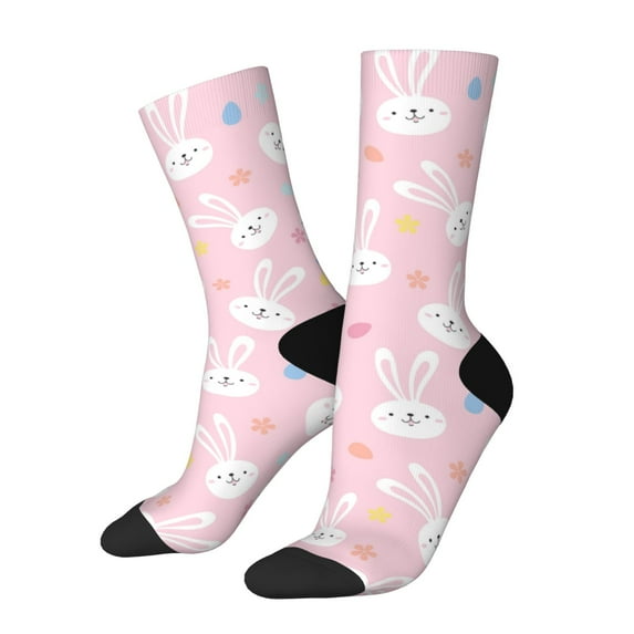 Rateoe Easter Cute Rabbit for Women Casual Calf Socks - Cute Crew Socks - Thin Soft Above Ankle Socks Size 5-11