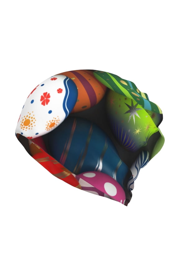 Easter Egg Cotton Slouchy Beanie Hat for Men/Women,Lightweight Oversize Large Thin Skull Cap Night Sleeping Cap