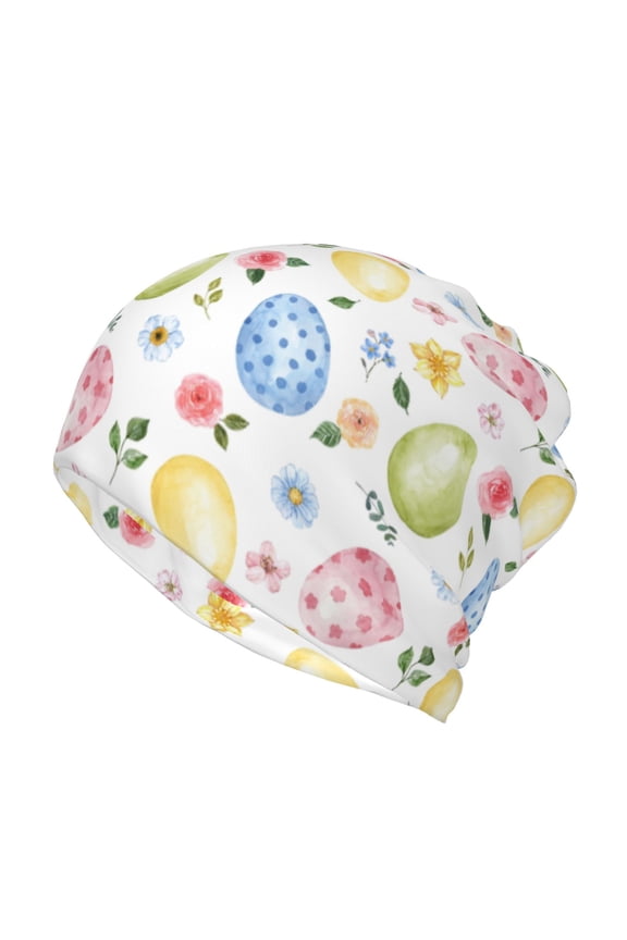 Easter Egg3 Cotton Slouchy Beanie Hat for Men/Women,Lightweight Oversize Large Thin Skull Cap Night Sleeping Cap