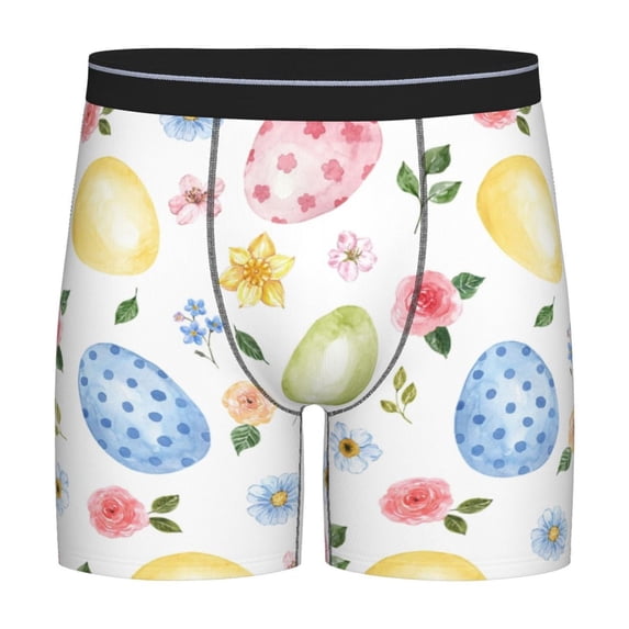 Rateoe Easter Egg3 Print Men’s Underwear Boxer Briefs Soft Comfortable Underwear Boxer Briefs, Long Leg Briefs,Anti-chafing Boxer Briefs
